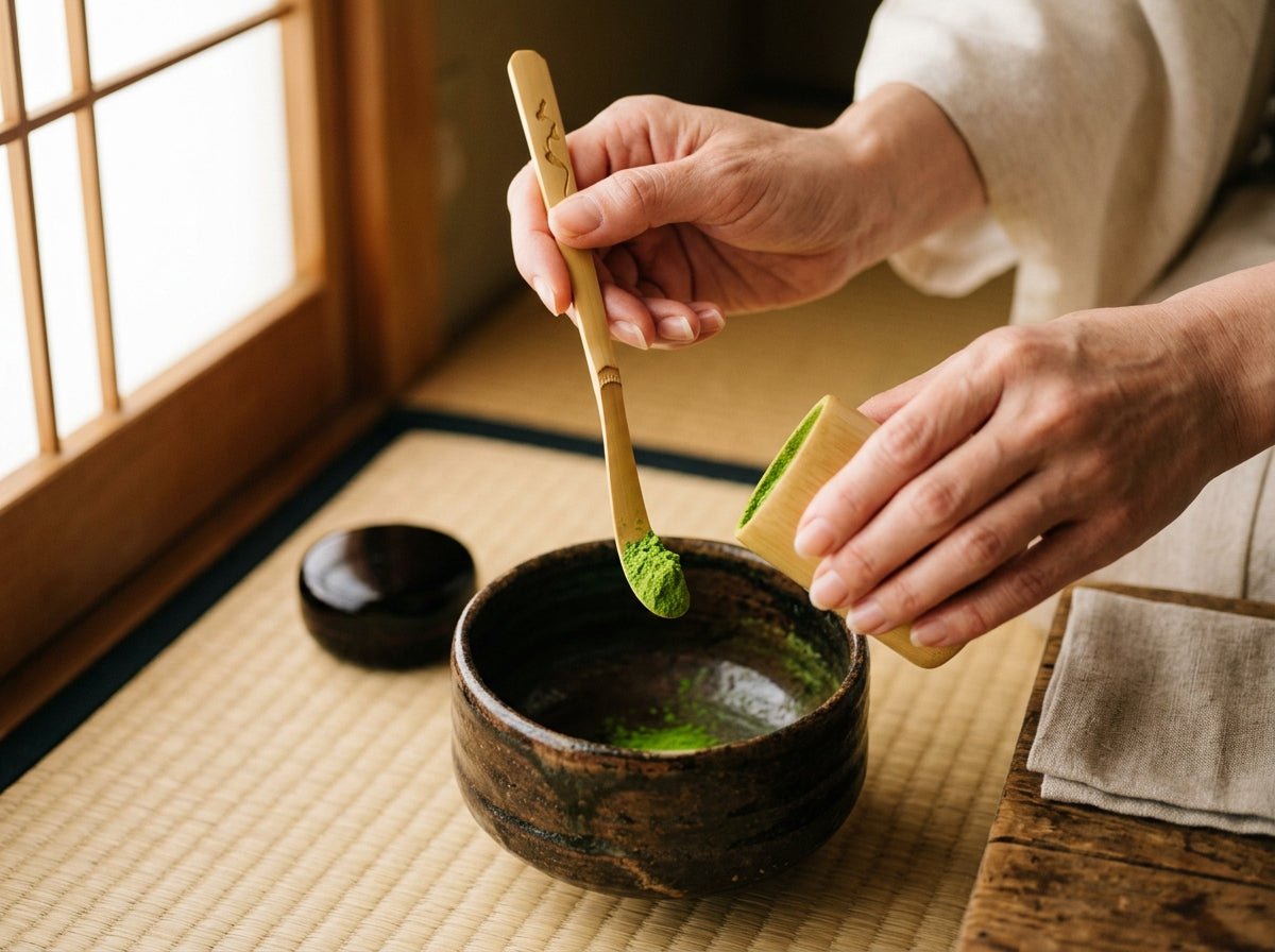 Tea Master Inspecting Fresh Tencha